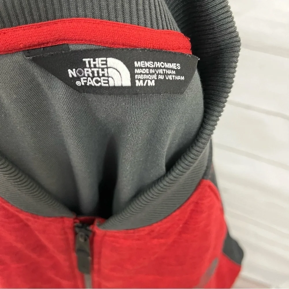 The North Face Red Gray Zipper Quilted Bomber Insulated Jacket